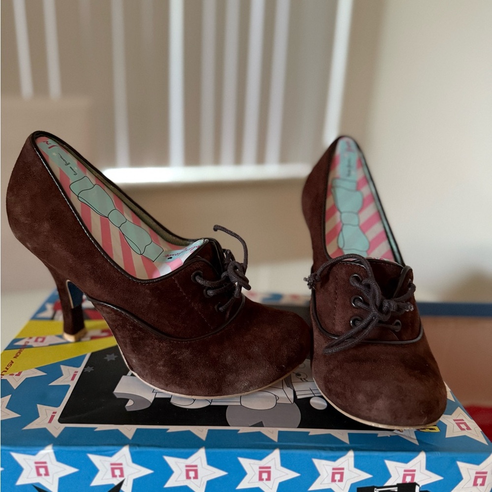 Irregular Choice Brown Heels with Oxford-Inspired Design